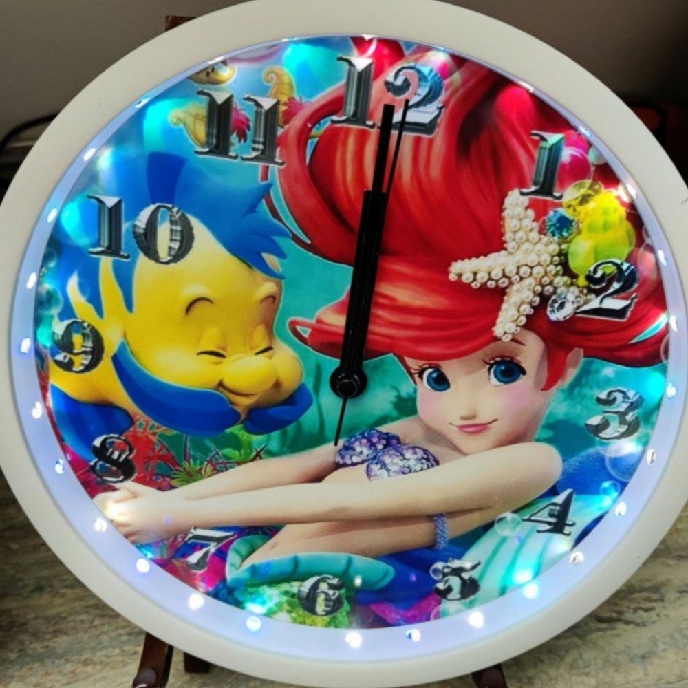 Mermaid led lights wall clock